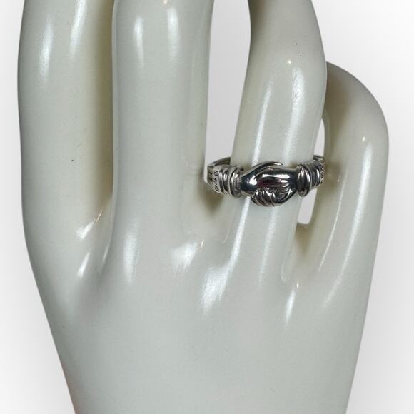 Vintage 925 Fede Gimmel Clasped Hands Heart Ring Sterling Silver Size 7.75 - Picture 3 of 9